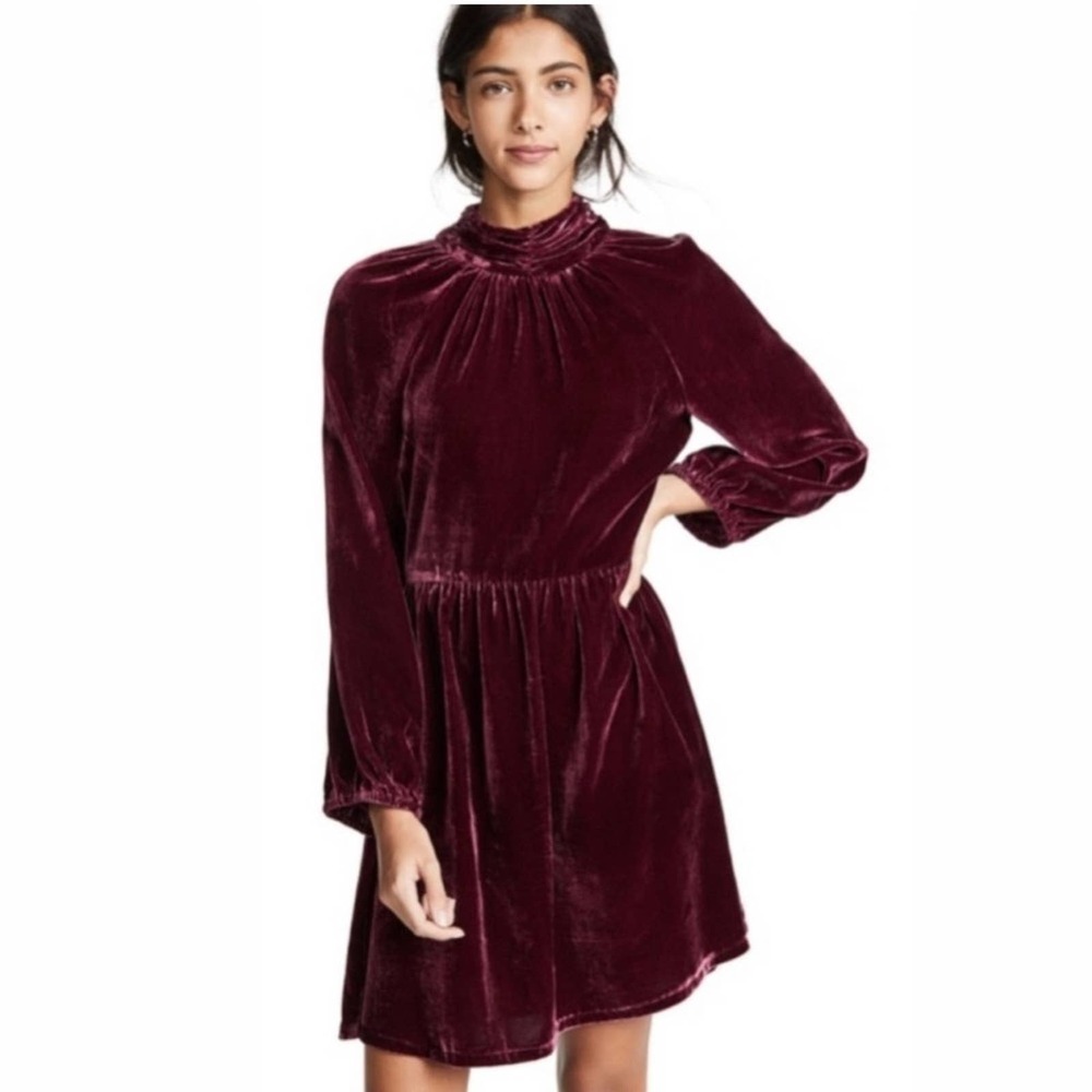 RACHEL PALLY Celestia Dress Bordeaux Velvet Holiday Cocktail Mini Size Small NWT